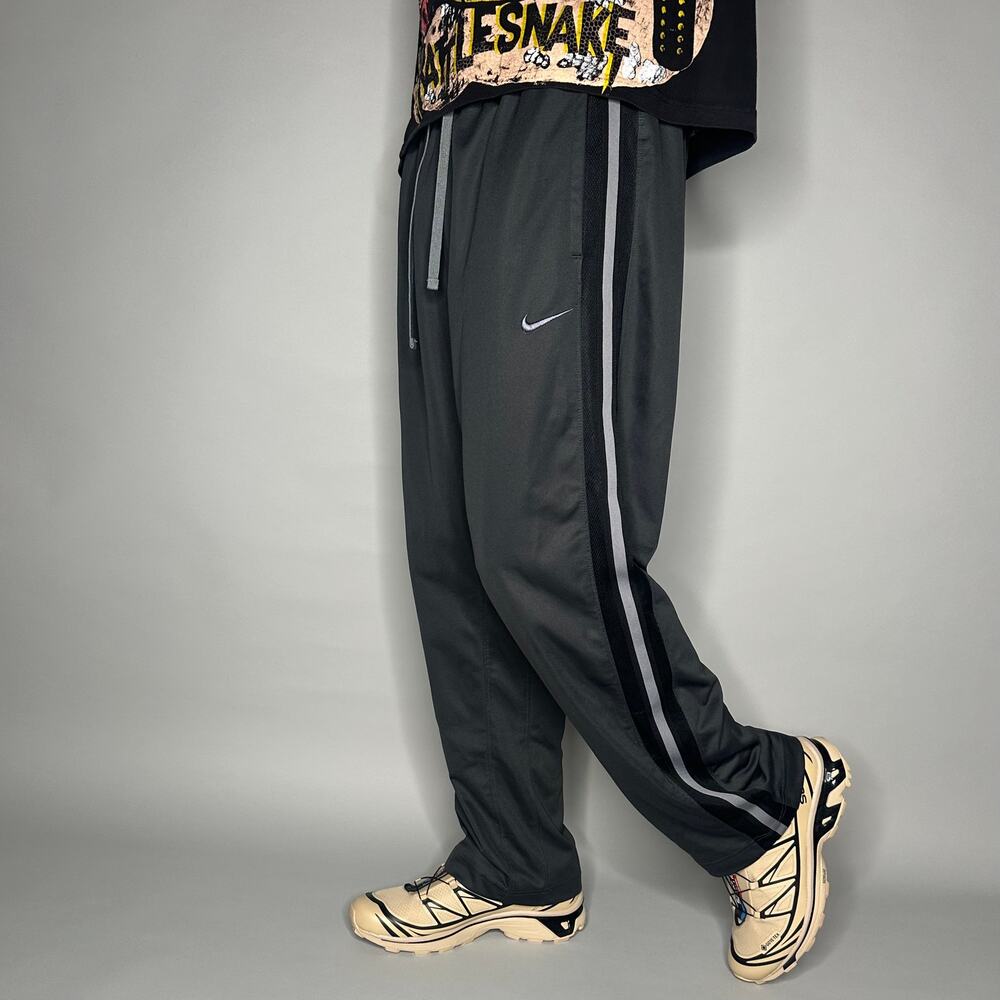 Vintage Y2K Nike Sweatpants Mens L Baggy Wide Leg Dark Grey Black Polyester